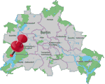 Übersichtskarte Berlins mit markierter Lage der Ferienwohnungen